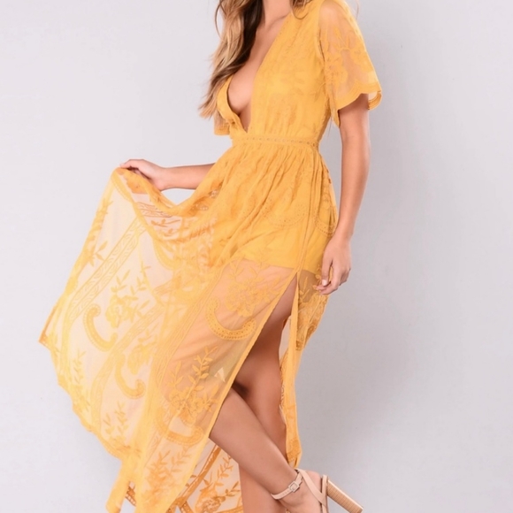 Yellow/orange romper dress - Picture 2 of 4